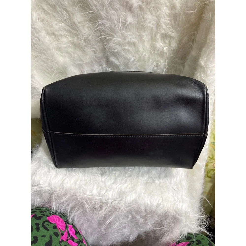 j CrewMinimalist Black Leather Tote Bag Double Strap Shoulder Bag Tie Classic